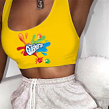 Cute Cartoon Print Sleeveless Women Sports Tank Tops SHD-9333