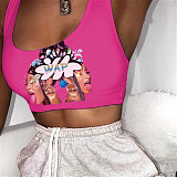 Cute Cartoon Print Sleeveless Women Sports Tank Tops SHD-9333