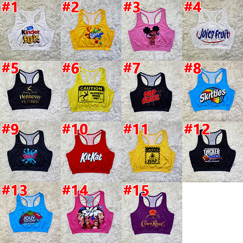 Cute Cartoon Print Sleeveless Women Sports Tank Tops SHD-9333