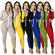 Women Long Sleeve Turtleneck Zippers Skinny Jumpsuit SFY-187