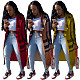 Women's Plaid Print Long-sleeved Lapel Long Coat NM-8326