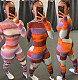 Hot Style Stripe Print Long Sleeve Skinny Pit Jumpsuits WSM-5205