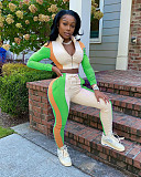 Autumn Long Sleeve Zipper Crop Top Pants 2 Piece Outfits YH-5189