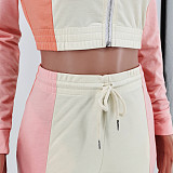 Autumn Long Sleeve Zipper Crop Top Pants 2 Piece Outfits YH-5189