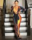 Winter Elegant Print V-neck Long Sleeve Slim Dress LS-0326