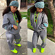 Winter Letter Printed Long Sleeve Hoodie Sweatpants Set BGN-122