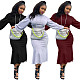 Women Solid Long Sleeve Sweatshirt Midi Skirt Set LP-6250