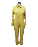 Fall Style Solid Color Long Sleeve Fixtures Straight Cut Jumpsuit AIL-110