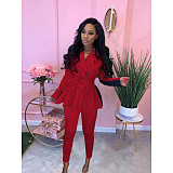 Women Patchwork Color Pleated Coat Leggings 2 Pieces SFY-192