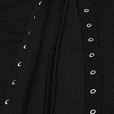 Sexy V-neck Sleeveless Bodycon Hollow Lace Up Dresses FSX-80