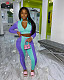 Colorful Full Sleeve Zippers Crop Top Pant Two Piece Sets WA-7091