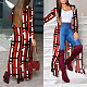 Elegant Geometric Color Printed Streetwear Long Coat GLS-8041
