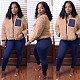 Winter Splicing Plush Long Sleeve Zipper Coat Leggings Suit QZX-6175