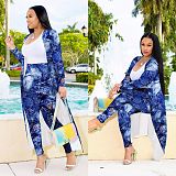Plus Size Long Sleeve Long Coat Leggings Two-piece Set NY-8933