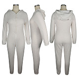 Winter Sleepwear Long Sleeves Hooded Plush Jumpsuit TE-4133