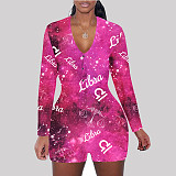 Autumn Constellation Print Long Sleeve Skinny Onesies SHD-9450