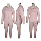 Winter Sleepwear Long Sleeves Hooded Plush Jumpsuit TE-4133
