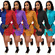 Collage Color Long Sleeve Irregular Zipper Coat Dress ML-7390