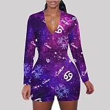 Autumn Constellation Print Long Sleeve Skinny Onesies SHD-9450