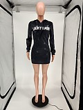 Hot Style Letter Print Long Sleeve Slim Hoodie Dress WSM-5202