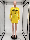 Hot Style Letter Print Long Sleeve Slim Hoodie Dress WSM-5202
