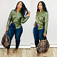 Winter Solid PU Leather Long Sleeve Shirt Blouse OY-6233