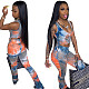 Women's Tie-dye Drawstring Cropped Vest Leggings Set LSL-6392