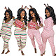 Womens Color Striped Printed Long Sleeve Skinny Jumpsuit MK-3036