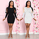 Sexy Perspective Mesh Splicing Knit Sleeve Skinny Club Dress FSX-146