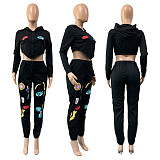 Irregular Long Sleeves Top Pants Skinny Women's Tracksuit GLS-8055
