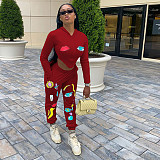 Irregular Long Sleeves Top Pants Skinny Women's Tracksuit GLS-8055
