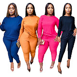 Classic Solid Women Sweatshirt Jogger Pants Matching Set XY-9061
