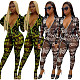 Sexy Gauze Print Perspective Skinny Jumpsuit NIK-171