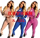 Kint Ribbed Crop Top+Long Pants Solid Color Clubwear Outfit YUM-9049