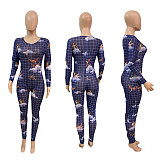 Fashion Angel Print See-through Long Sleeve Jumpsuit ABL-6631