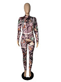 Autumn Digital Printed Long Sleeve Skinny Jumpsuit CHY-1291