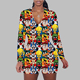 Fashion Floral Sleepwear Long Sleeve V Neck Bodycon Onesies SHD-9449