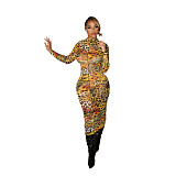 Autumn Lady High Stretchy Leopard Print Bodycon Dress CHY-1263