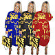 Streetwear Women Long Sleeve Letter Print Loose T Shirt Dress AIL-136