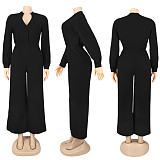 Fashion Women Long Sleeve Solid Cargo Pants Jumpsuit SFY-190