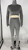 Velvet Long Sleeve Turtleneck Crop Top Leggings Outfit Set XMY-9270