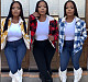 Women's Fashion Plaid Print Loose Cotton-padded Coats YMT-6188