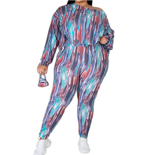 Fashion Printed Loose Shirt Leggings Matching Set With Mask JLY-19141