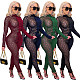 Sexy Perspective Mesh Spliced High Waist Skinny Jumpsuit CN-0074