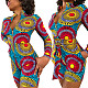 Women Pattern-printed Long Sleeve Front Zipper Skinny Romper ML-7405