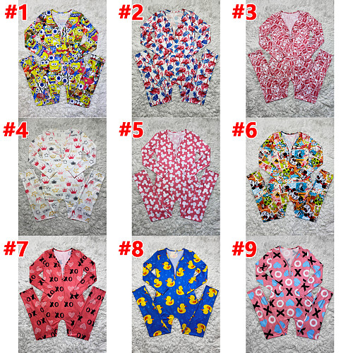 Fashion Print Full Sleeve Button Up Thin Soft Skinny Onesies SHD-9457