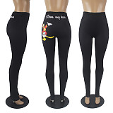 Woman Cute Print Booty Push Up Fitness Mid Waist Leggings SHD-9455