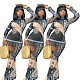 Dollar Print Long Sleeve Gauze See-through Bodycon Dress SHD-9504