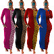 Fashion Splicing Leopard Print Long-sleeved Bodycon Dresses AIL-142