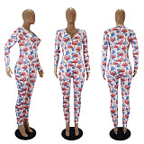 Fashion Print Full Sleeve Button Up Thin Soft Skinny Onesies SHD-9457